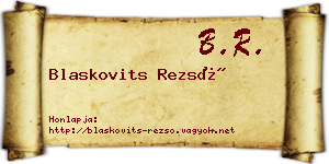 Blaskovits Rezső névjegykártya